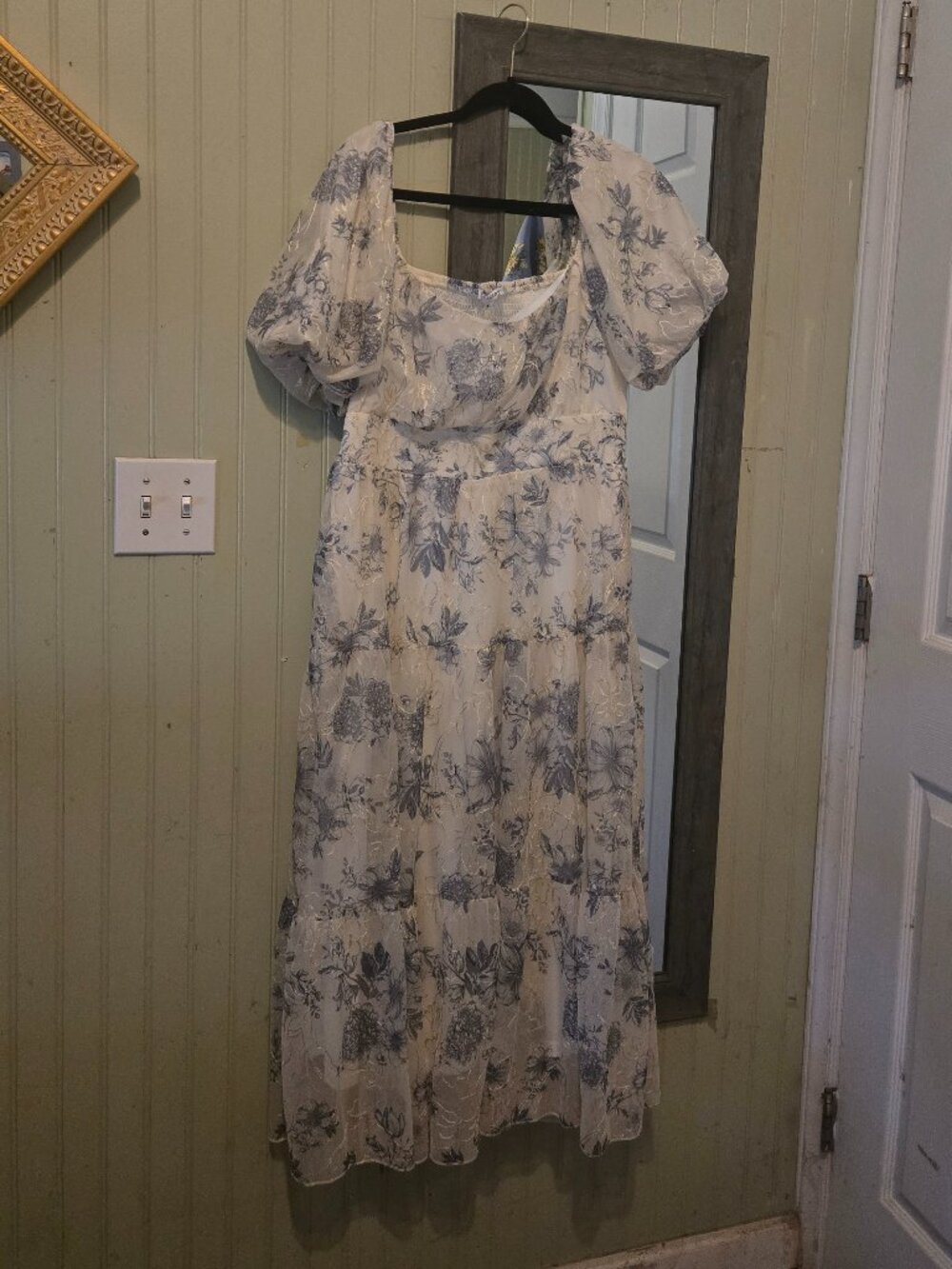 NWT Baltic Born Annabeth Midi White and Blue Dress Size XL